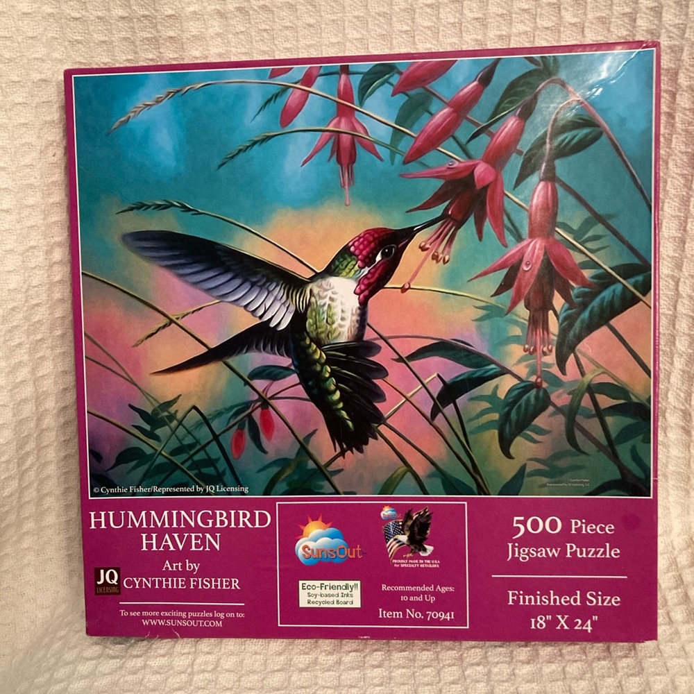 SunsOut Hummingbird Puzzle Art By Cynthie Fisher 500 Pieces